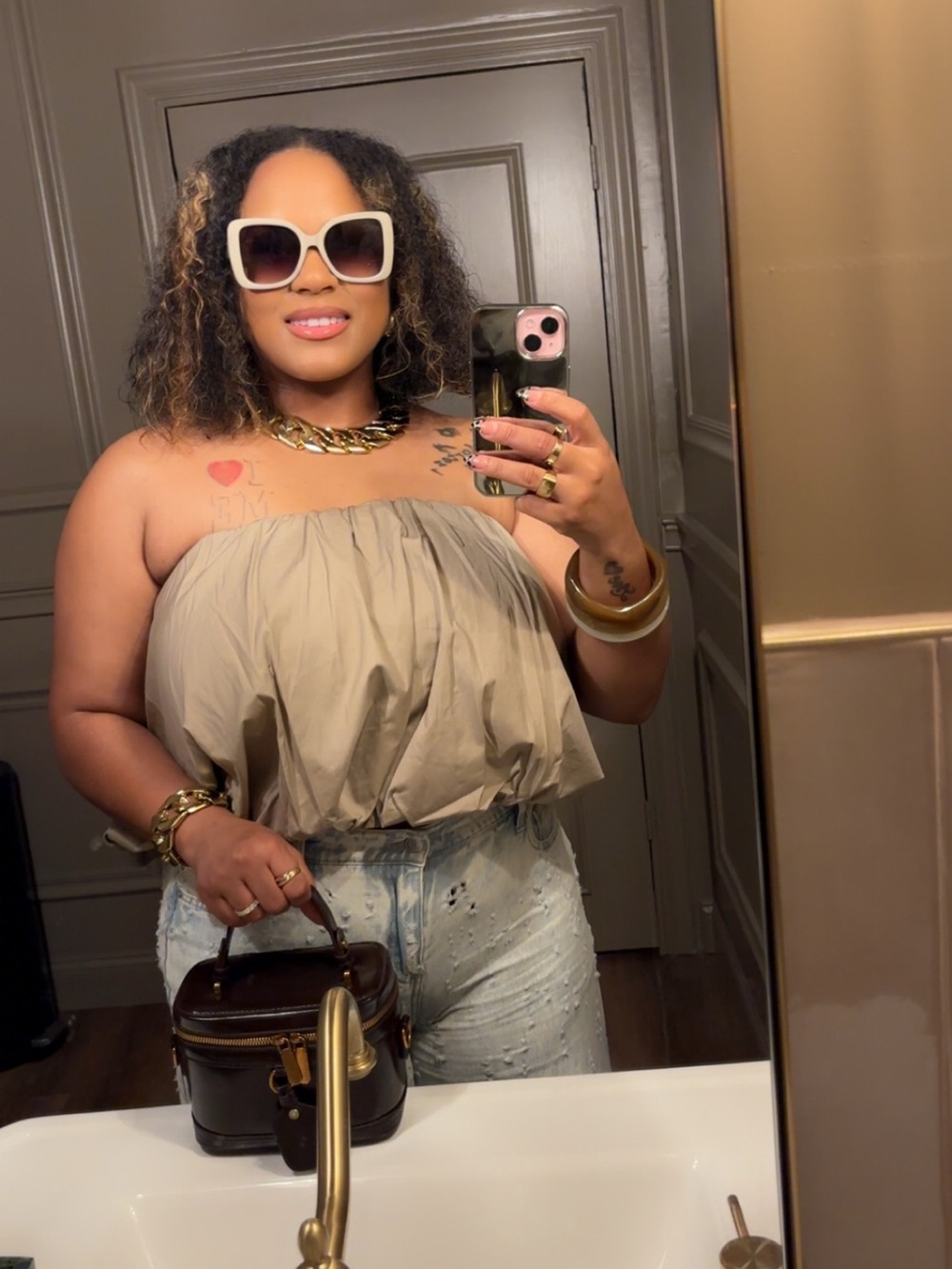 Forever 21 Neutral Bubble Crop Top in Light Taupe
